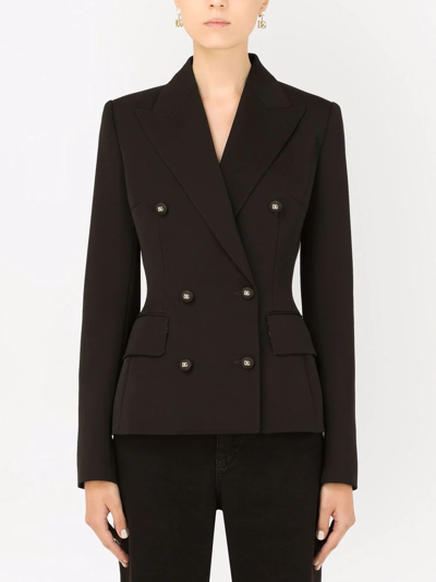 Dolce & Gabbana Double-breasted Wool Blazer In Schwarz