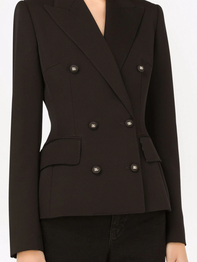 Dolce & Gabbana Double-breasted Wool Blazer In Schwarz