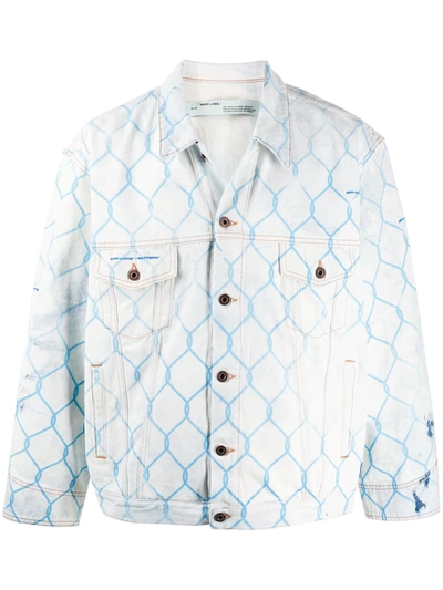 Shop Off-white Fence Denim Jacket In Blue