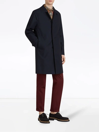 Shop Burberry The Camden Car Coat In Blue