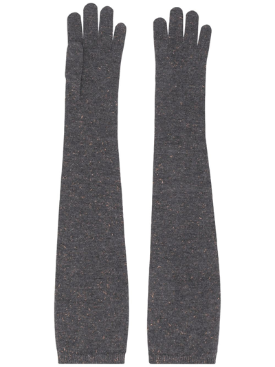 Shop Brunello Cucinelli Elbow-length Gloves In Grey