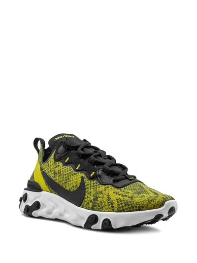 Nike React Element 55 Snake-print Mesh, Faux Leather And Felt Sneakers In Black