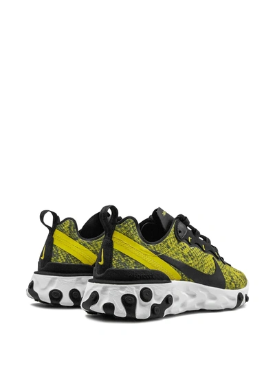 Nike React Element 55 Snake-print Mesh, Faux Leather And Felt Sneakers In Black