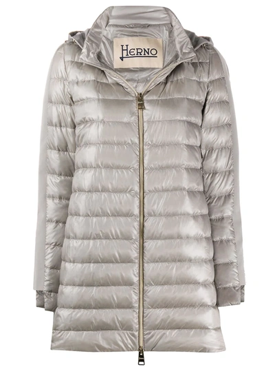 Shop Herno Padded Contrast Hood Jacket In Grey