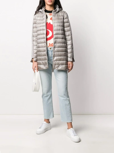 Shop Herno Padded Contrast Hood Jacket In Grey