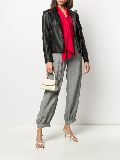 Emporio Armani Long-sleeved Zipped Biker Jacket In Black