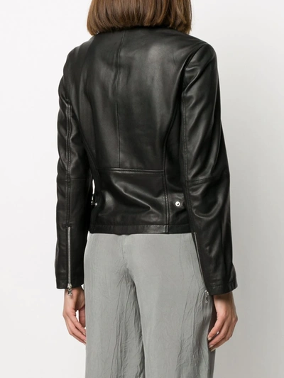 Emporio Armani Long-sleeved Zipped Biker Jacket In Black
