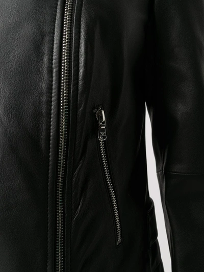 Shop Emporio Armani Zipped Biker Jacket In Black