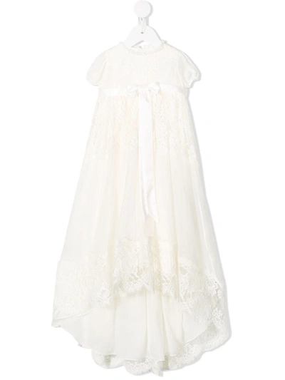 Shop Dolce & Gabbana Lace Detailed Ceremony Dress In Neutrals