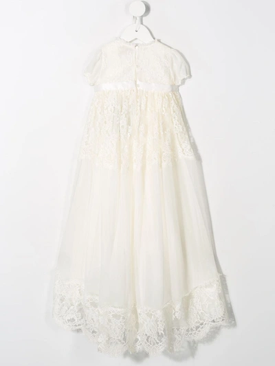 Shop Dolce & Gabbana Lace Detailed Ceremony Dress In Neutrals