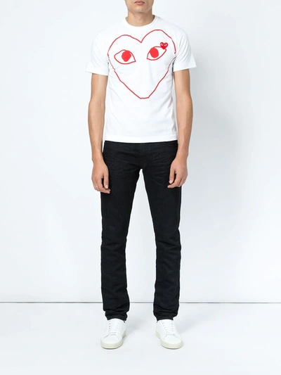Shop Comme Des Garçons Play Logo-print Cotton T-shirt In White