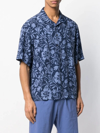 Shop Barena Venezia Floral Print Shirt In Blue