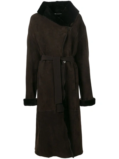 Shop Liska Wide Collar Coat In Brown