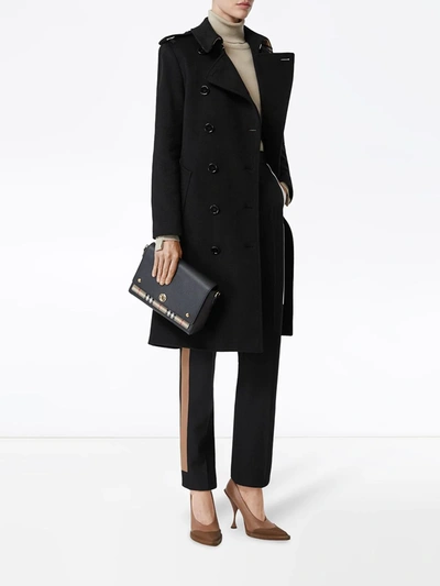 Burberry Note Medium Canvas And Leather Shoulder Bag In Black