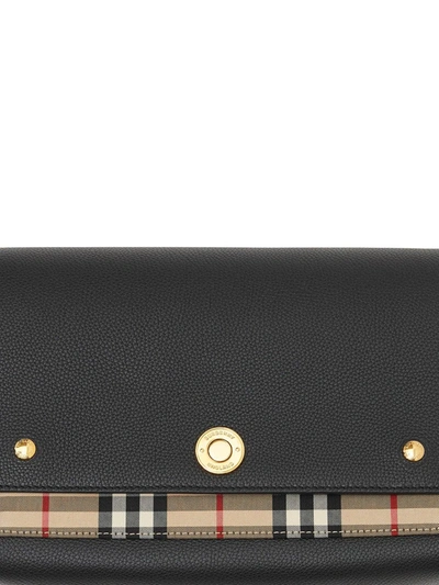 Burberry Note Medium Canvas And Leather Shoulder Bag In Black