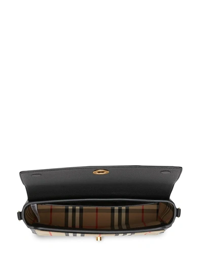Burberry Note Medium Canvas And Leather Shoulder Bag In Black