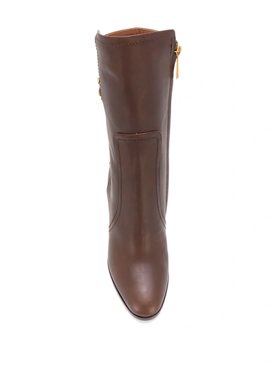 Shop Dolce & Gabbana Logo-plaque 110mm Calf-length Boots In Brown