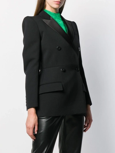 Givenchy Double-breasted Satin-trimmed Wool-blend Twill Blazer In Black