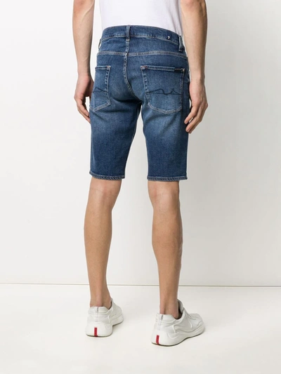 Shop 7 For All Mankind Fitted Denim Shorts In Blue