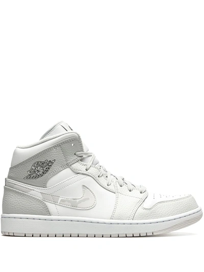 Shop Jordan Air  1 Mid "white Camo" Sneakers