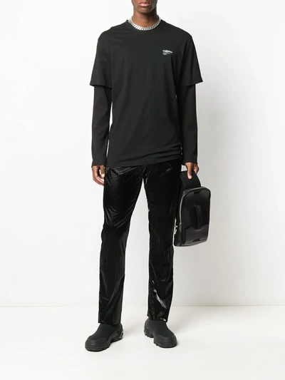 C2h4 Double Layer Long-sleeve Cotton T-shirt In Black