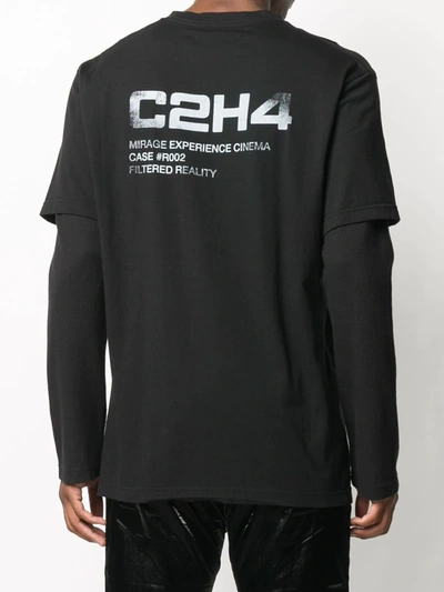 C2h4 Double Layer Long-sleeve Cotton T-shirt In Black