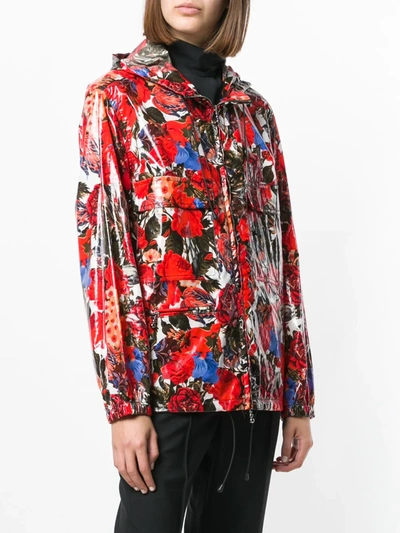 Shop Marni Floral Zipped Jacket In Red