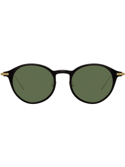 Shop Linda Farrow Linear Arris C8 Sunglasses In Black