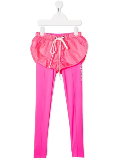 Shop Natasha Zinko Running Short-overlay Leggings In Pink