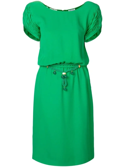 Pre-owned Valentino 1980s Short-sleeved Mid-length Dress In Green