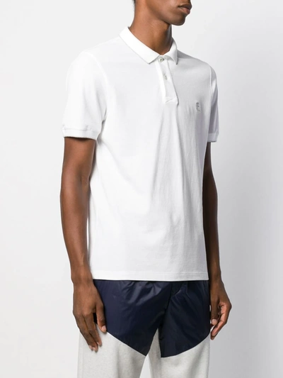 Shop Brunello Cucinelli Logo Embroidered Polo Shirt In White