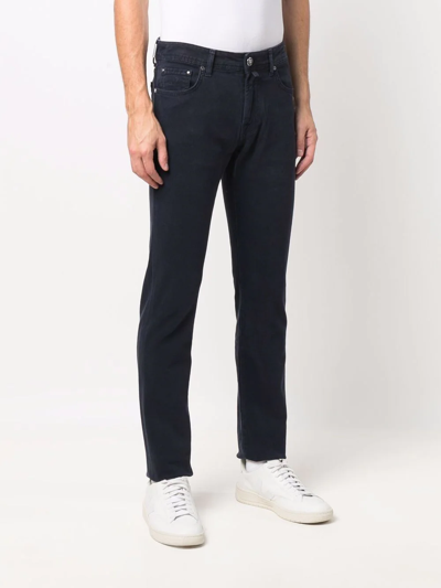 Shop Jacob Cohen Slim-cut Cotton-blend Trousers In Blau