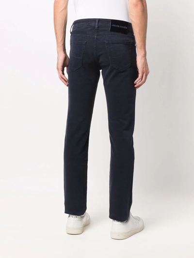 Shop Jacob Cohen Slim-cut Cotton-blend Trousers In Blau