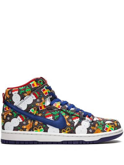 Shop Nike Sb Dunk High Trd Qs "ugly Christmas Sweater" Sneakers In Blue