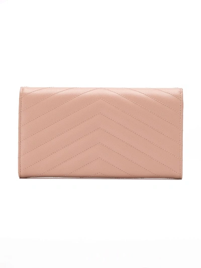Shop Saint Laurent Monogram Quilted Wallet In Pink