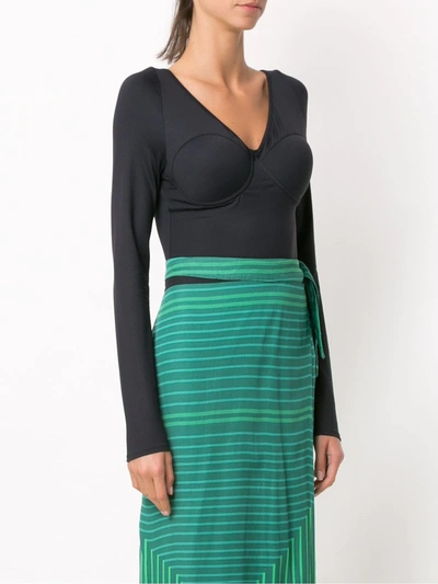 Amir Slama Long Sleeved Bodysuit In Black