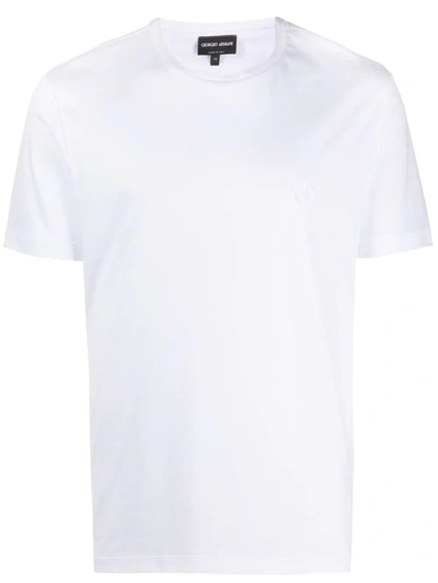 Shop Giorgio Armani Embroidered Logo T-shirt In White