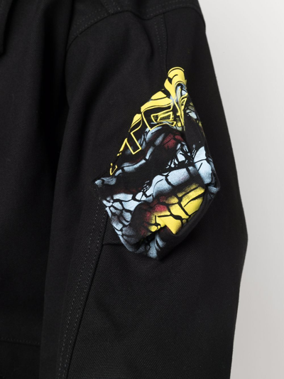 Shop Raf Simons Logo-patch Parka In Schwarz