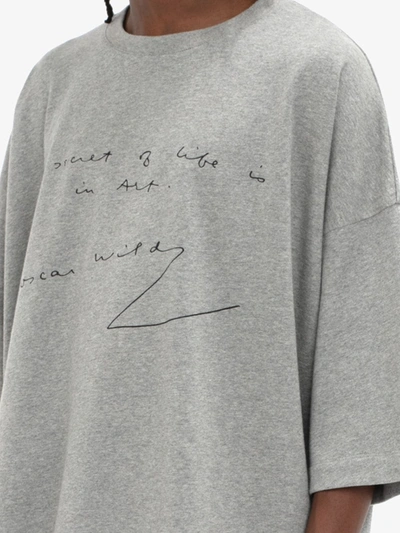 Shop Jw Anderson Oscar Wilde Quote Print T-shirt In Grey
