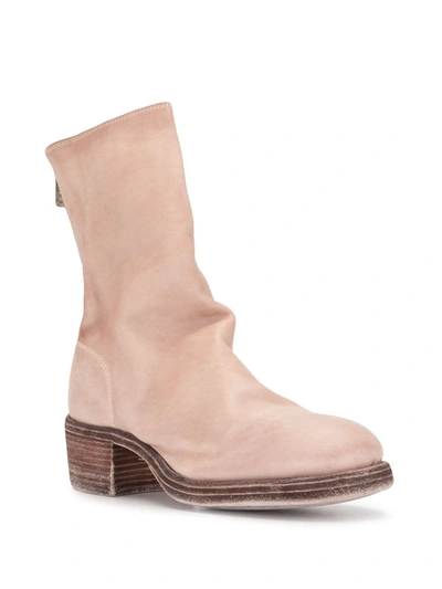 Guidi Back-zip Mid-tube Boots In Pink
