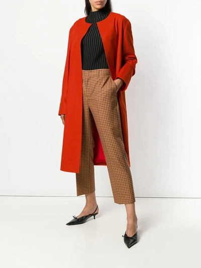 Liska Single-breasted Fitted Coat In Orange