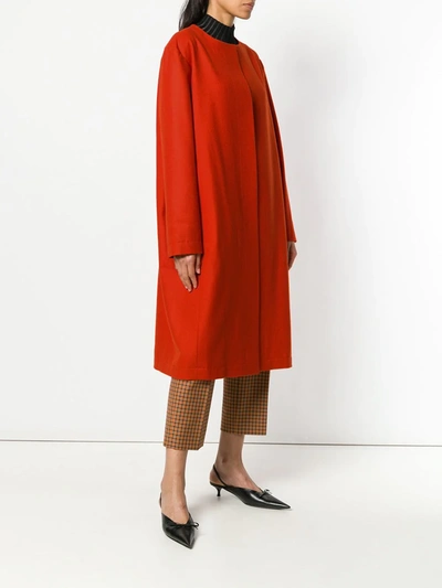 Liska Single-breasted Fitted Coat In Orange