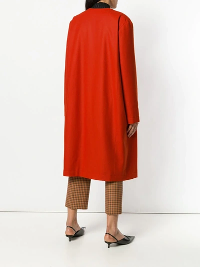 Liska Single-breasted Fitted Coat In Orange