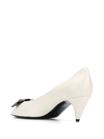 Shop Saint Laurent Logo Plaque Pumps In Neutrals