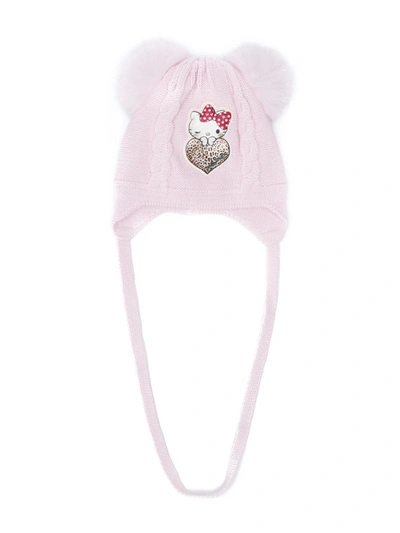 Shop Monnalisa Hello Kitty Knitted Hat In Pink