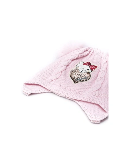 Shop Monnalisa Hello Kitty Knitted Hat In Pink