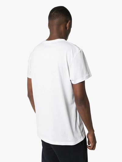 Shop Balmain Flocked Logo-print T-shirt In White