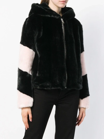 Shop La Seine & Moi Louve Faux Fur Jacket In Black