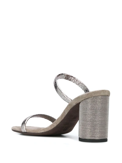 Shop Brunello Cucinelli Ball-chain Heel Sandals In Grey
