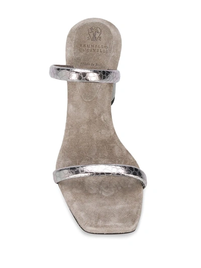 Shop Brunello Cucinelli Ball-chain Heel Sandals In Grey